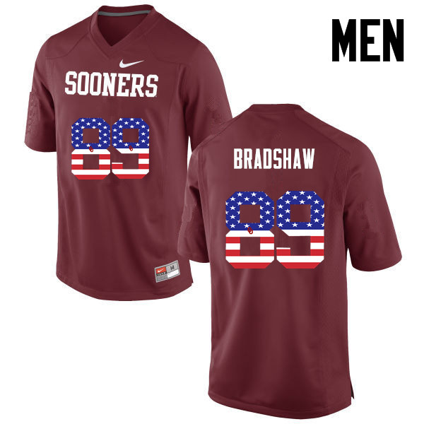 Men Oklahoma Sooners #34 Malik Bradshaw College Football USA Flag Fashion Jerseys-Crimson